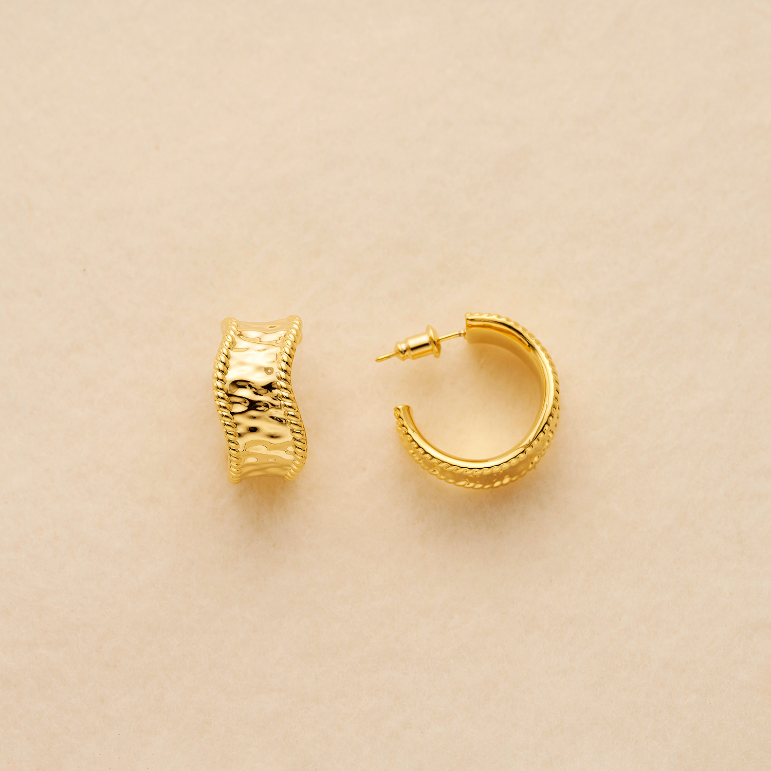 复古百搭不规则纹理C型耳钉