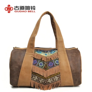 现货云南民族包2016新款 手工民族风刺绣包包 pu皮流苏女式手提包