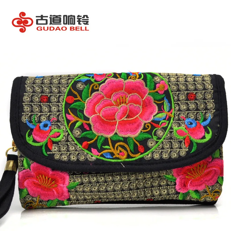 民族风帆布包绣花包特色手提斜挎两用包双层刺绣手机零钱包手包