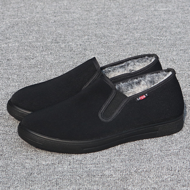 冬季一脚蹬保暖黑色酒店物业加绒