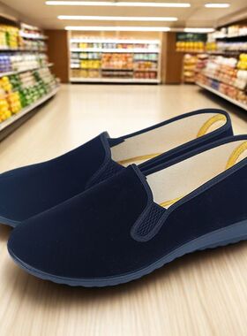 实在人老北京布鞋女酒店工作礼仪餐厅上班一脚蹬软底防滑黑色鞋子