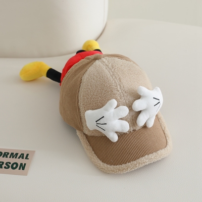 儿童棒球帽秋冬季保暖毛绒鸭舌帽