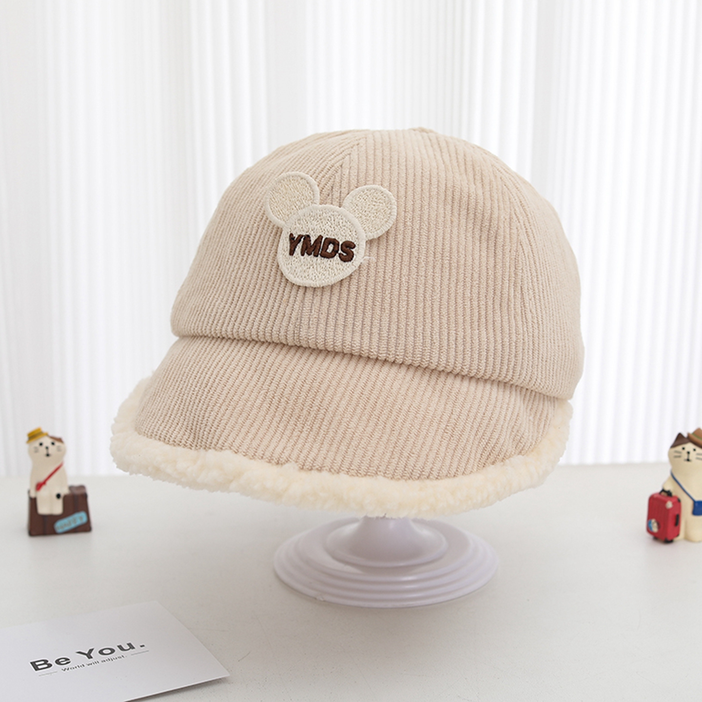 宝宝帽子秋冬男女童保暖灯芯绒