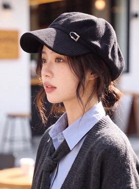 秋冬英伦复古针织贝雷帽女