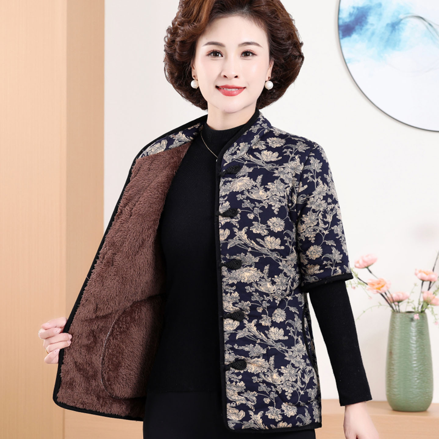 老人轻便加绒加厚短袖棉衣马甲女