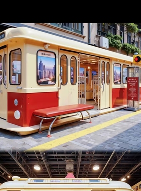 大型复古电车仿真火车头摆件