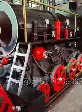 大型景区老式蒸汽火车头落地摆件