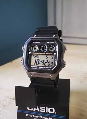 【电池用十年】卡西欧电子表防水运动男表AE-1200/1300WH-1A 8A