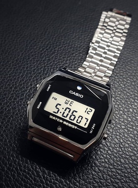 casio卡西欧手表男复古小方块形学生款电子非机械带钻A159WAD-1DF