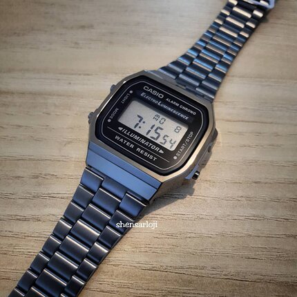 卡西欧手表男丨casio 复古小方块 电子表学生手表方形A168WGG-1A