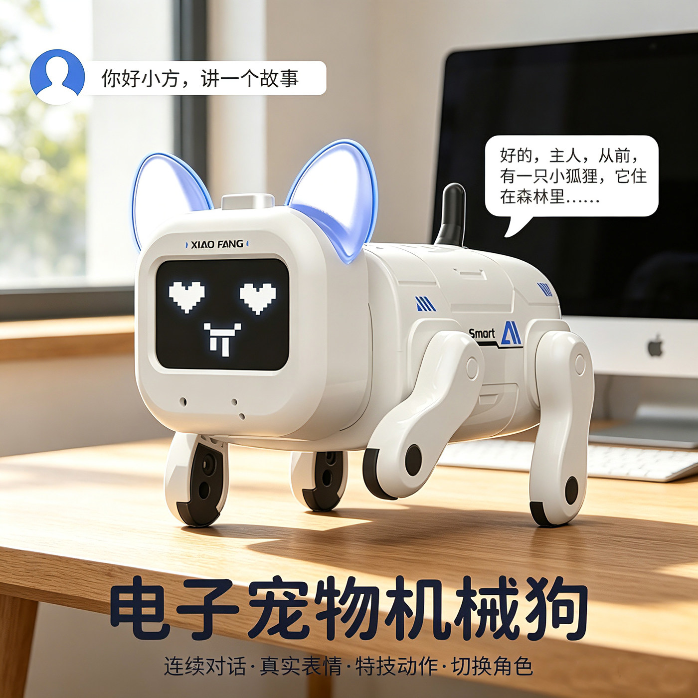 小方AI智能宠物桌面机器狗儿童对话陪伴互动玩具电子萌宠生日礼物