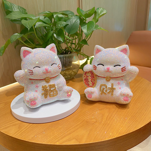 手工贴钻diy门店招财猫装饰摆件