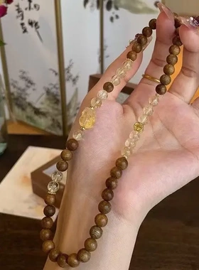 天然黄水晶双圈手串黄阿塞混搭