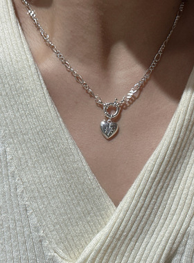 s925纯银爱心项链INS时尚锁骨链