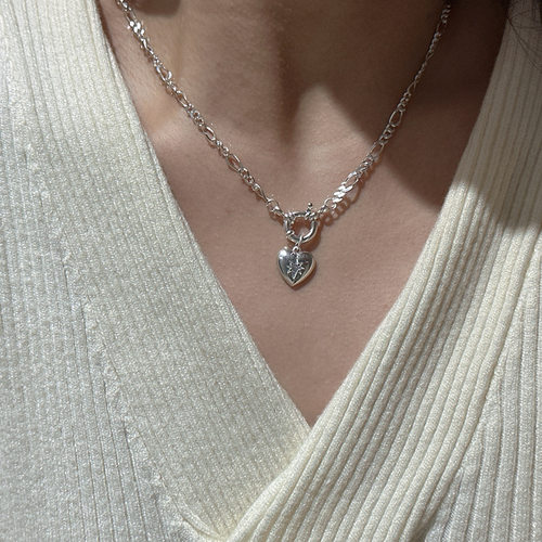 s925纯银爱心项链INS时尚锁骨链