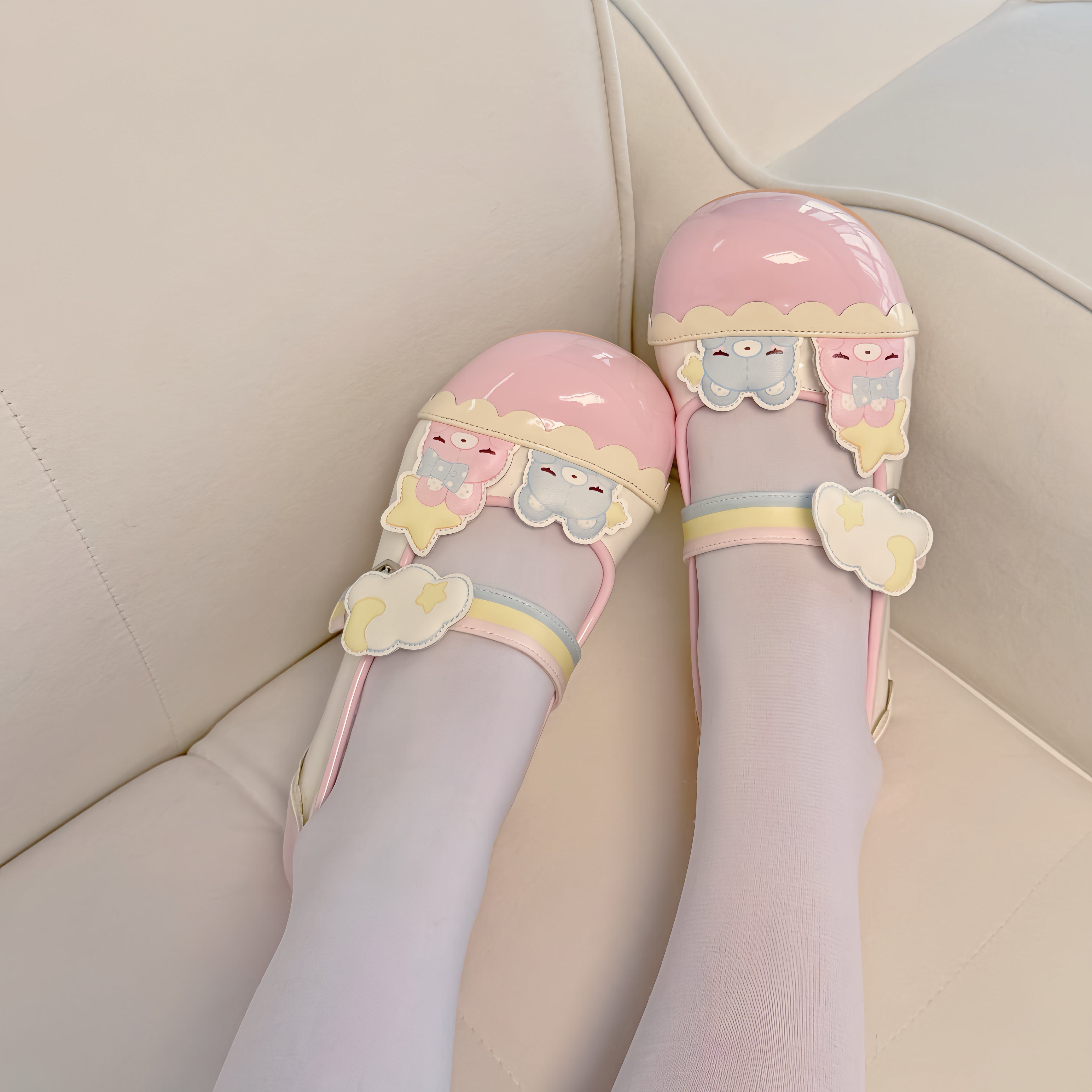 thumbnail for [Prayer Star] original color-blocking sweet and cute lolita low-heeled shoes