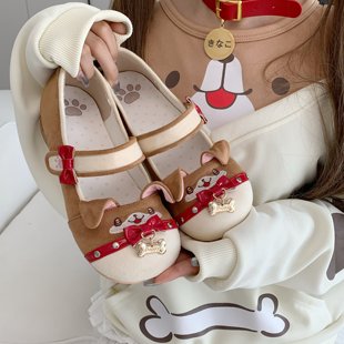 原创绒面刺绣甜美可爱lolita低跟单鞋 puppy小狗 预 全款