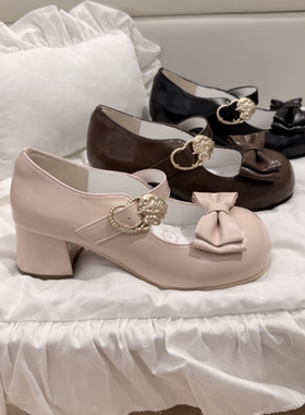 【小鼠饼中跟】可爱甜美少女软妹lolita中跟鞋