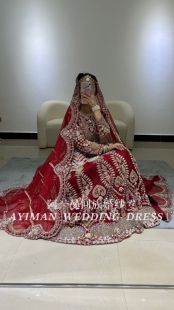 「出租」阿一曼红色婚纱印巴婚纱印度沙丽楞哈显瘦长袍