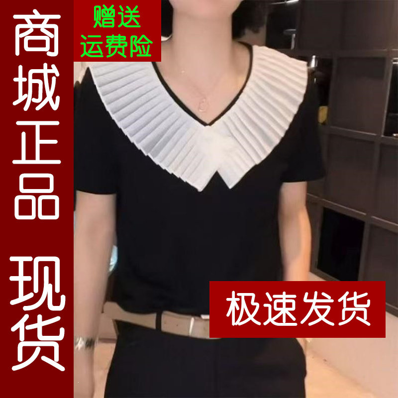 正品.春款V领荷叶边设计感时尚百