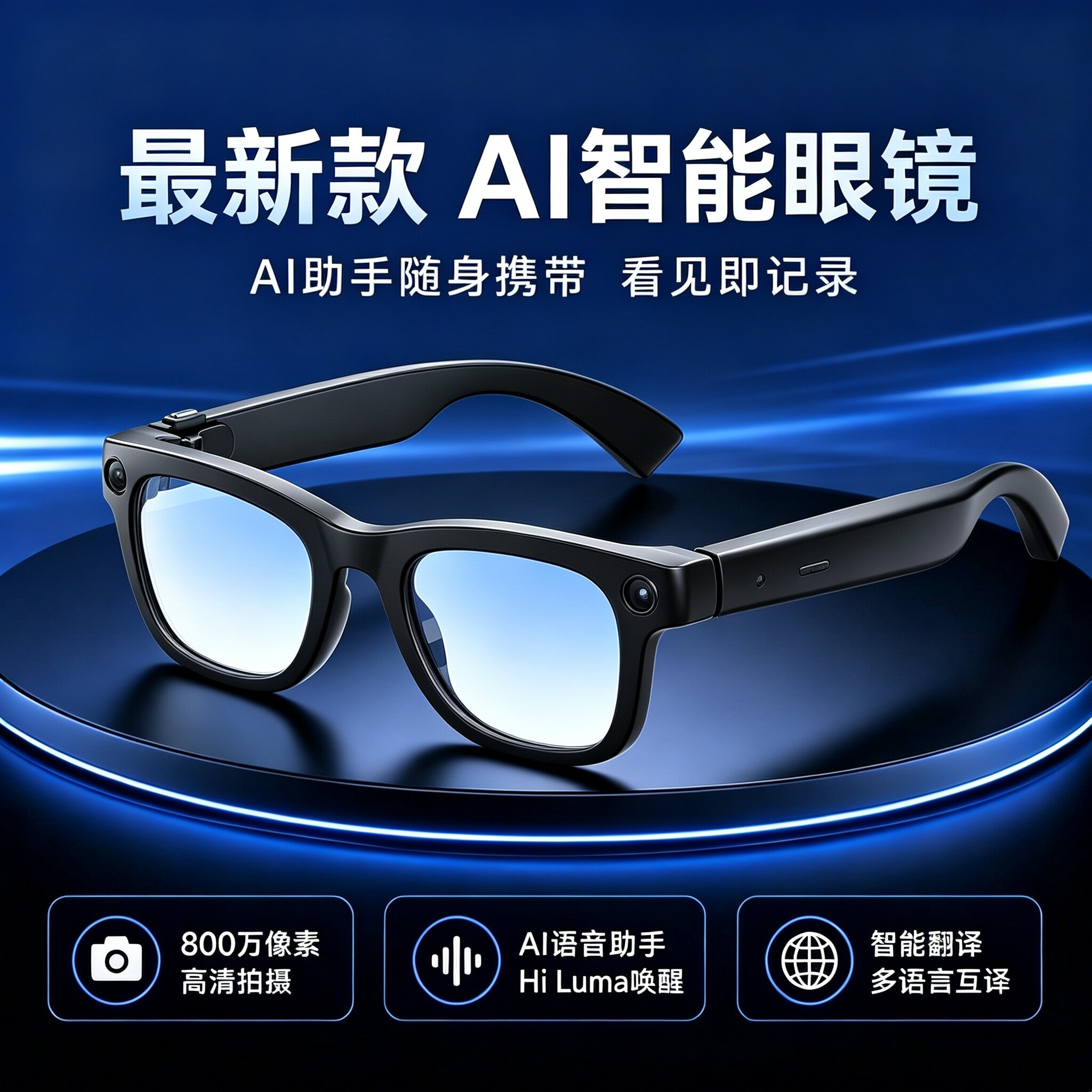 AI智能眼镜大模型翻译运动相机拍摄导航搜题AR夸克送礼生日礼物新图片