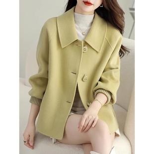 高端双面羊绒大衣女士短款2025秋冬新款小个子宽松版羊毛呢子外套