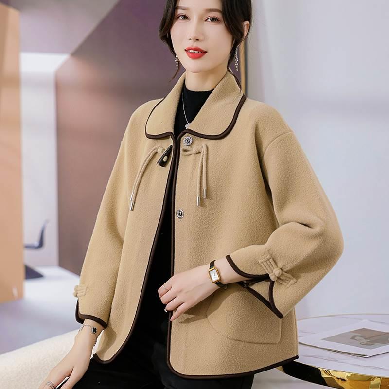 年轻妈妈秋装针织外套2024时尚新款中老年女秋冬毛呢开衫上衣套装