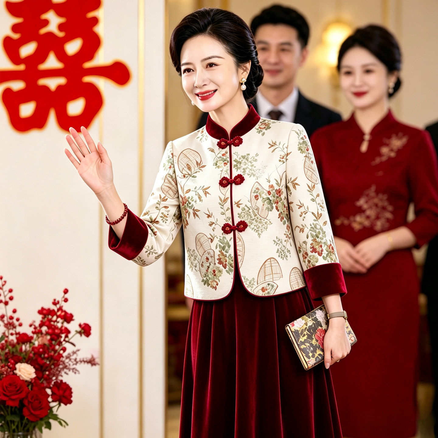 结婚礼服妈妈秋冬季新中式国风套装裙2026新款喜婆婆婚宴平时可穿
