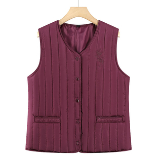 奶奶冬装轻薄短款马甲女中老年妈妈羽绒棉背心外传内搭坎肩上衣服