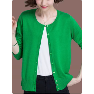 恒源祥集团彩羊春秋短款羊毛开衫宽松大码空调衫圆领外搭薄毛衣