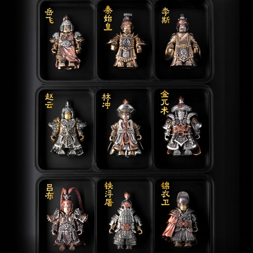 琢匠古代名人摆件甲胄金属人仔创意磁吸手办玩具高档古风铜手把件