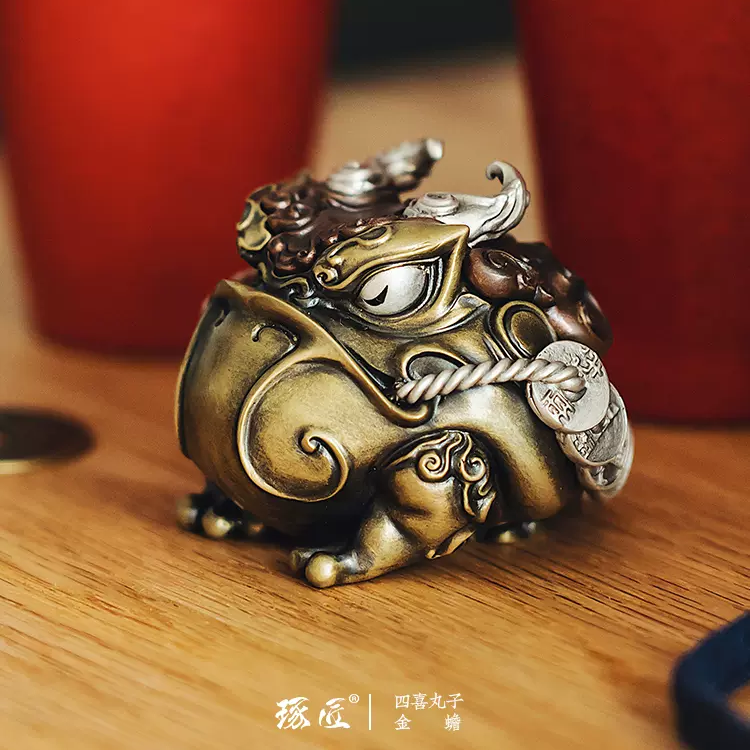 琢匠大号金蟾摆件三足招财瑞兽文玩手把件中式铜器桌面工艺品手办