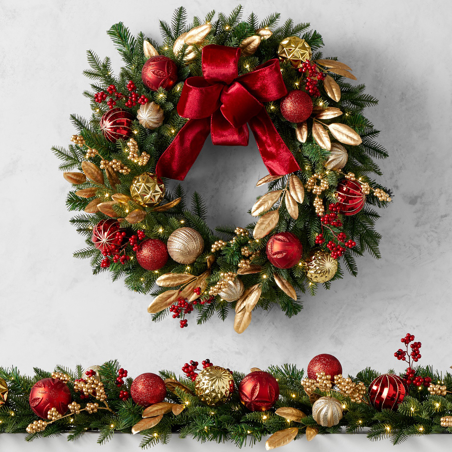 2025新款圣诞花环50/60/80CM门挂