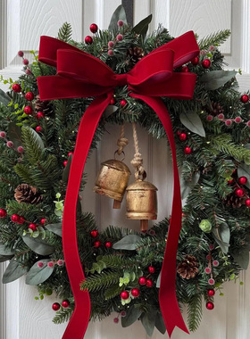 圣诞花环门挂40/50cm橱窗酒店商场墙面挂件60/80CM圣诞藤圈装饰品