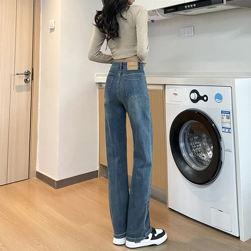 直筒裤牛仔裤女宽松显瘦秋冬加绒