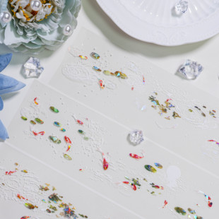 大象君 鱼游3 陆制5m PET胶带琉璃光白墨 小鱼倒影流麻咕卡手帐