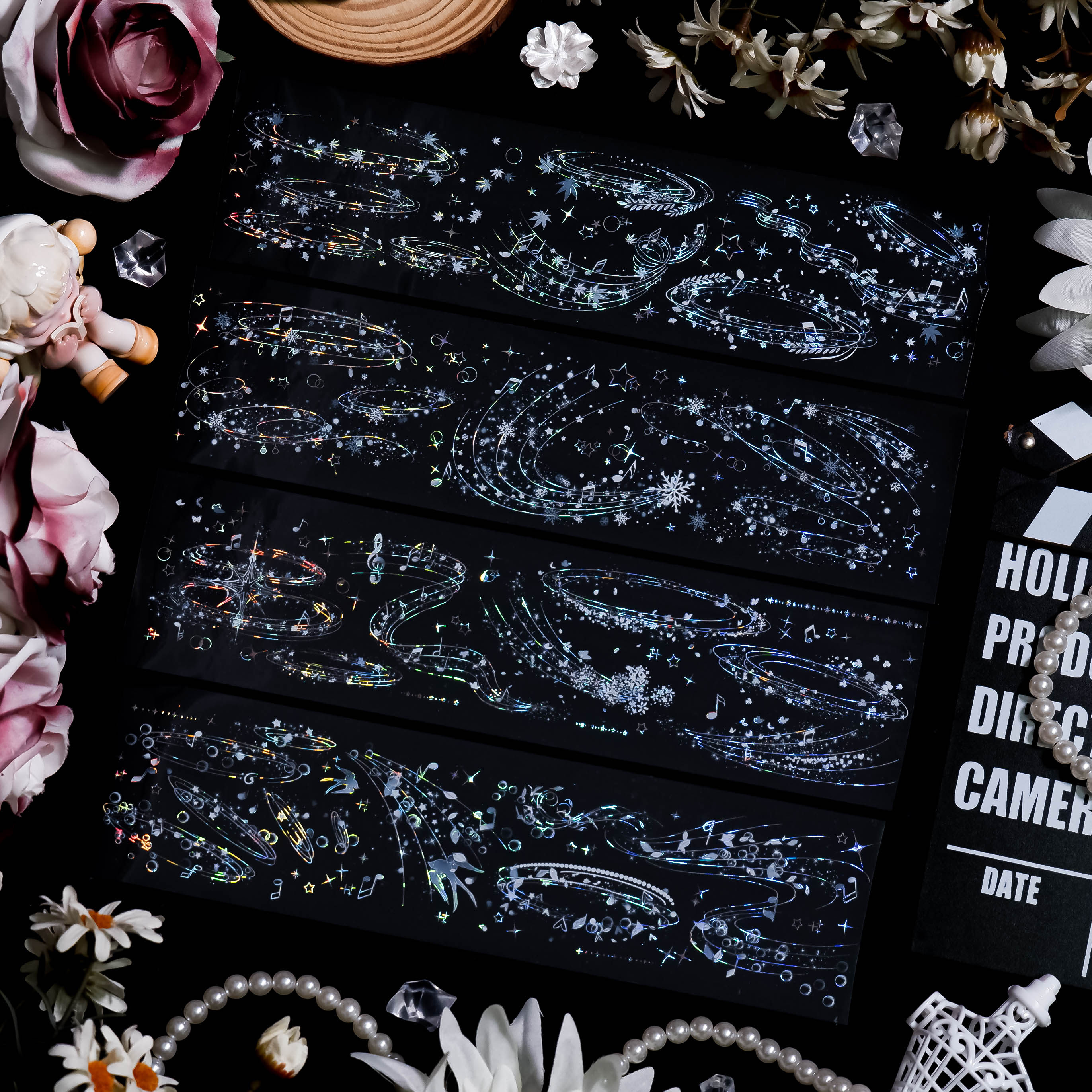 大象君 余音陆制5mpet白墨PET贝壳银音符星光蝴蝶流行diy