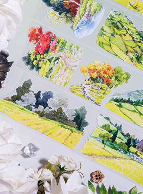 大象君 PET胶带 油菜花田 陆制5mpet白墨+离型纸 秋景自然造景