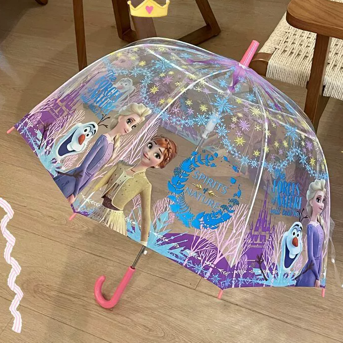 透明女孩雨伞学生自动卡通长柄日系高颜值女生印花儿童网红款可爱