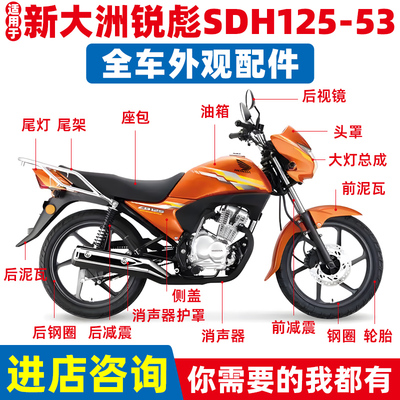 适用新大洲SDH125-53锐彪大灯导流罩头罩仪表减震挡泥板摩托配件