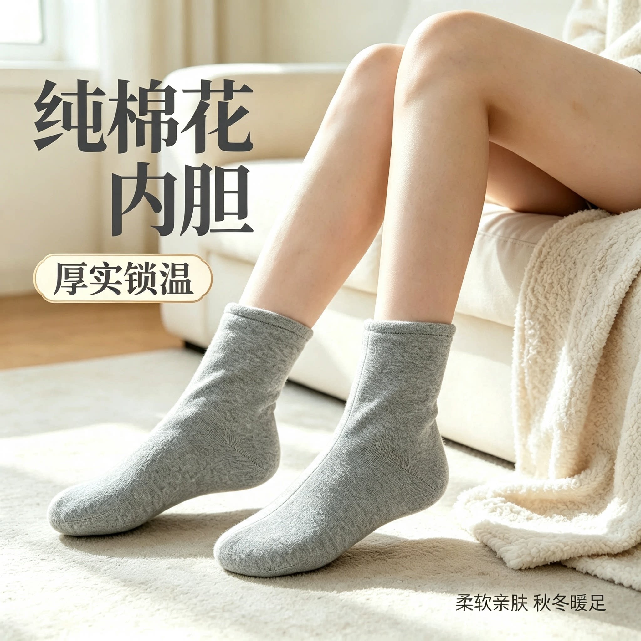 暖脚宝纯棉花脚套男女成人办公室保暖睡觉月子穿暖脚神器中老年人