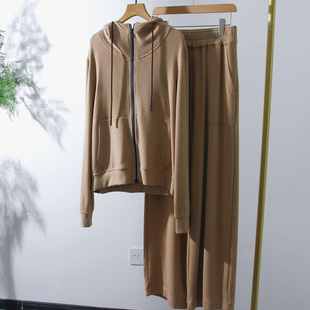 含羊毛！软糯拉链卫衣立领外套+直筒裤女套装 秋冬可单拍