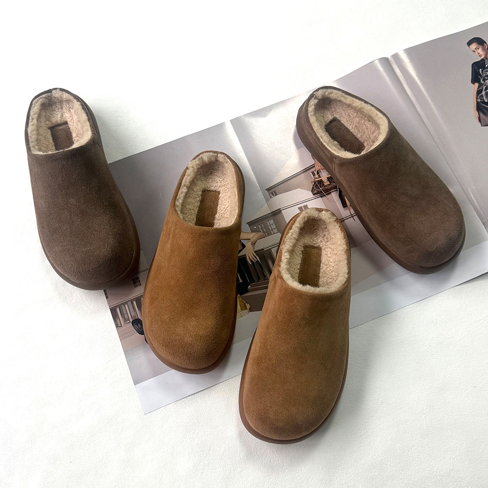 冬季保暖外穿！加厚皮毛一体雪地靴加绒一脚蹬包头半拖穆勒鞋棉鞋,女鞋,包头拖,淘宝优惠券,粉丝福利购,淘宝优惠卷