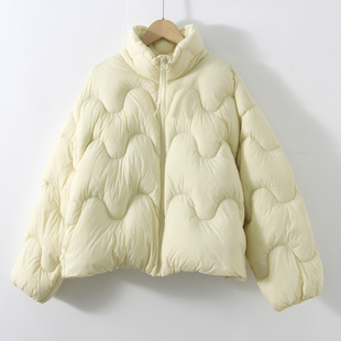 时尚减龄，泡芙羽绒服 波浪软蓬90鸭绒立领短款羽绒服外套冬季新