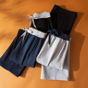 冬季 加绒厚实保暖奥粒绒阔腿裤 撞色休闲直筒裤 百搭神裤