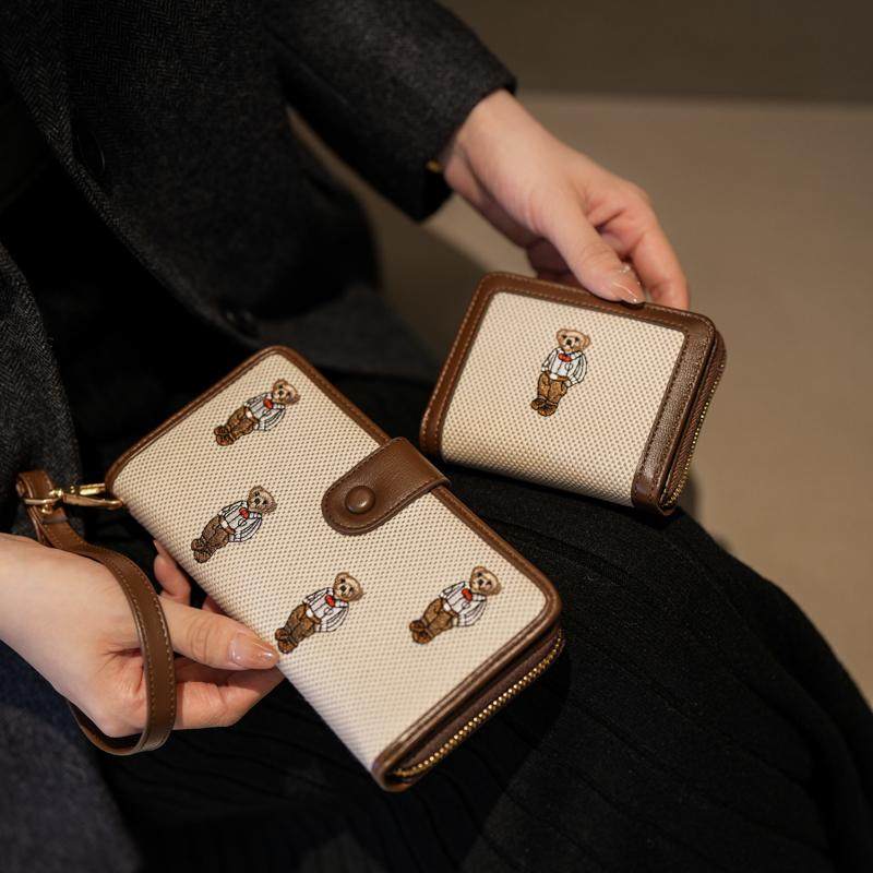 2025新款可爱卡通小包包原创设计帆布零钱包迷你钱夹小熊刺绣卡包,箱包皮具/热销女包/男包,钱包,淘宝优惠券,粉丝福利购,淘宝优惠卷