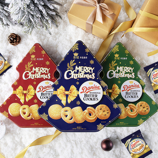 Danisa皇冠丹麦曲奇饼干132g进口铁罐小熊圣诞树圣诞节礼盒礼物