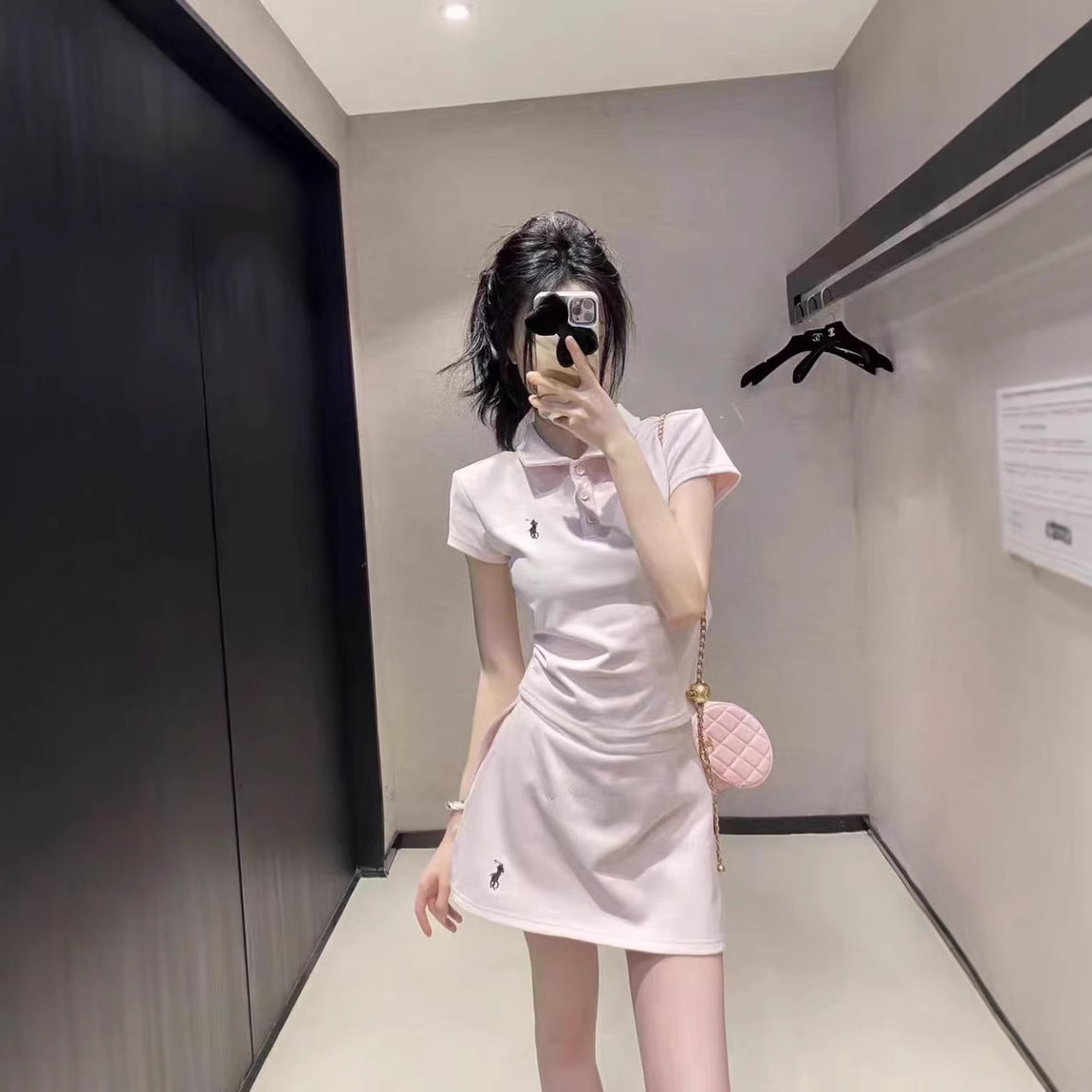 夏日绝美巨好看的休闲运动套装跑步高级感小个子学院风POLO连衣裙