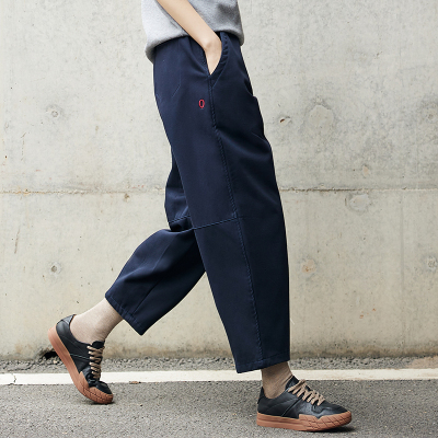 高腰文艺简约九分加绒休闲裤