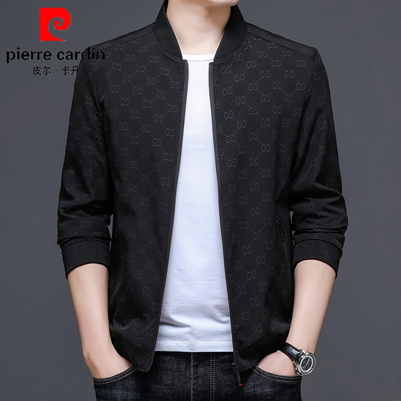 皮尔卡丹清仓春秋薄款棒球领夹克男中青年爸爸装男装茄克上衣外套